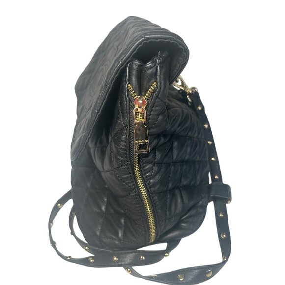 Bebe Los Angeles Back Pack Black Quilted Side Zip Purse - Picture 5 of 14